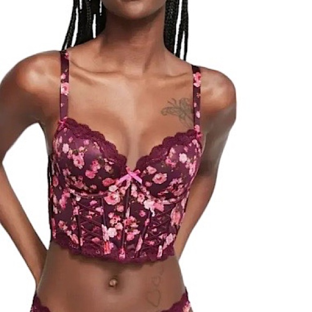 Victoria’s Secret Burgundy Floral Corset Bustier